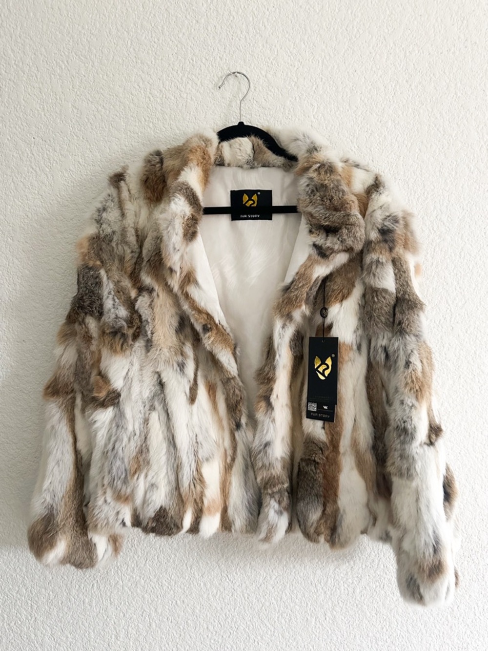 Plush Multi-Tone Teddy Jacket in Cream & Brown